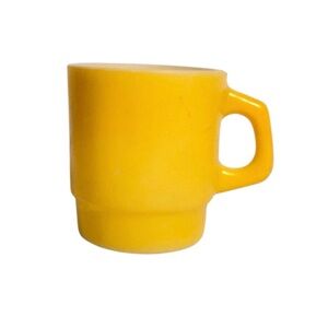 Vintage Anchor Hocking Yellow Stackable Fire King Mug Coffee Cup Oven Proof USA
